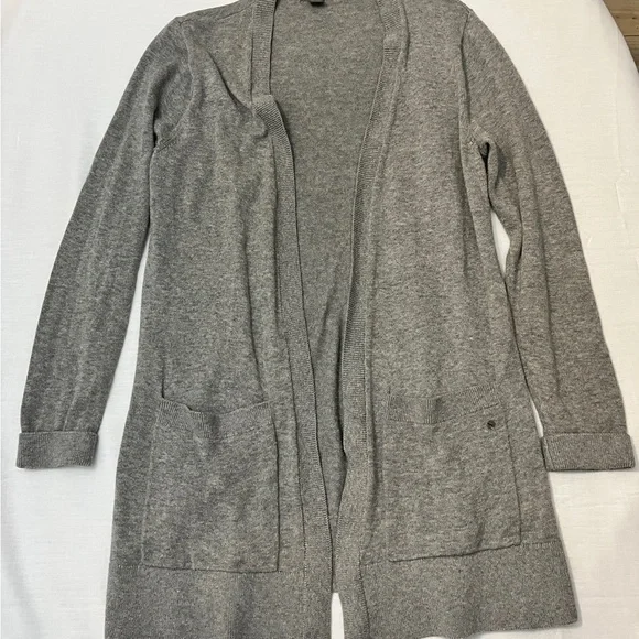 Eddie Bauer Women Open Front Long Line Cozy Cardigan In Light Gray Size M Lounge - Picture 2 of 6
